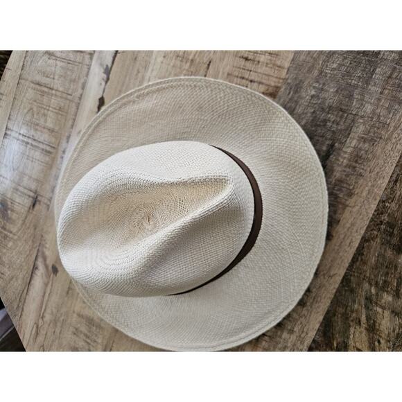 ECUA-ANDINO Genuine Handmade 100% Carludovica Palmata Panama Hat M Fedora Beach - Picture 3 of 7